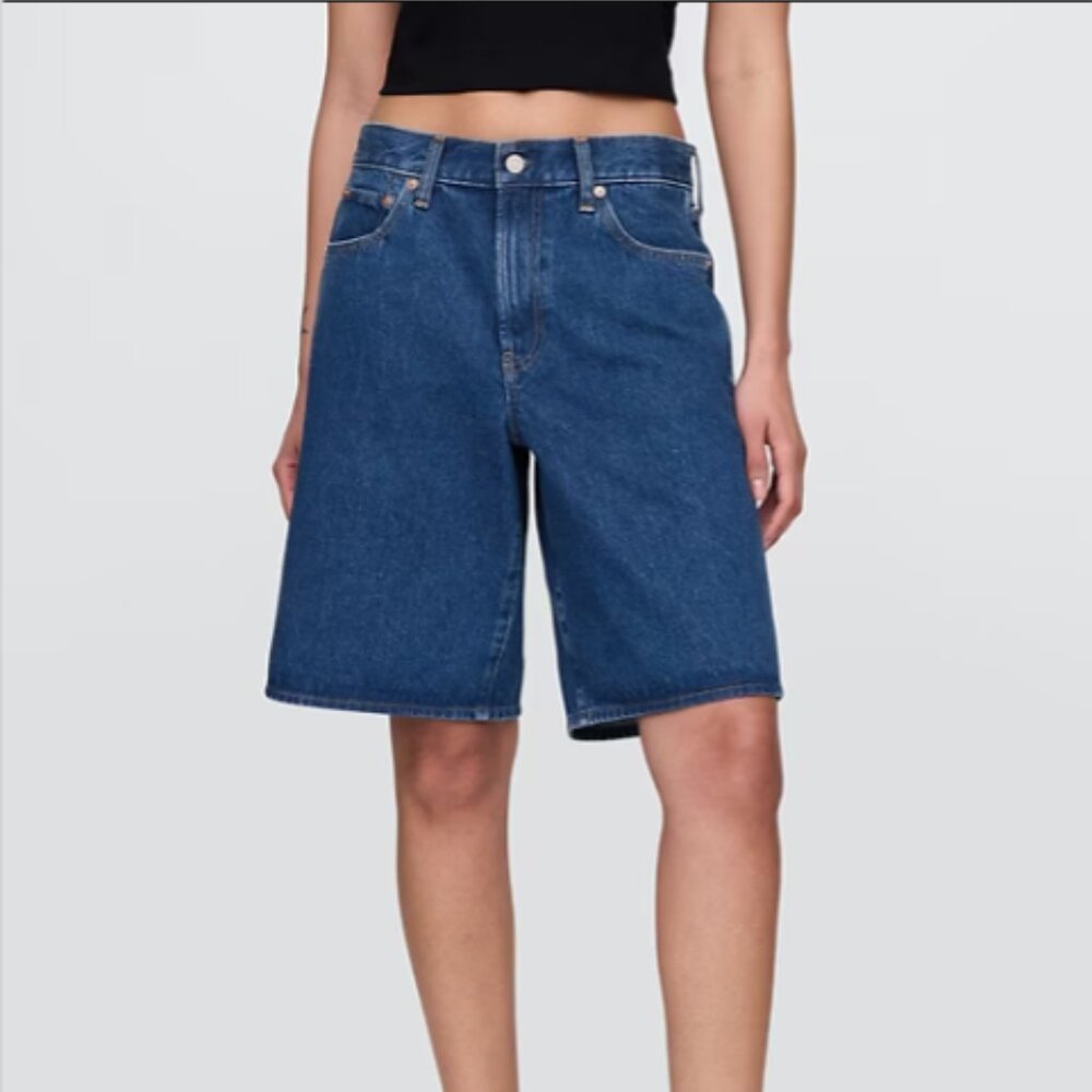 Gap Mid Rise Longline Denim Shorts